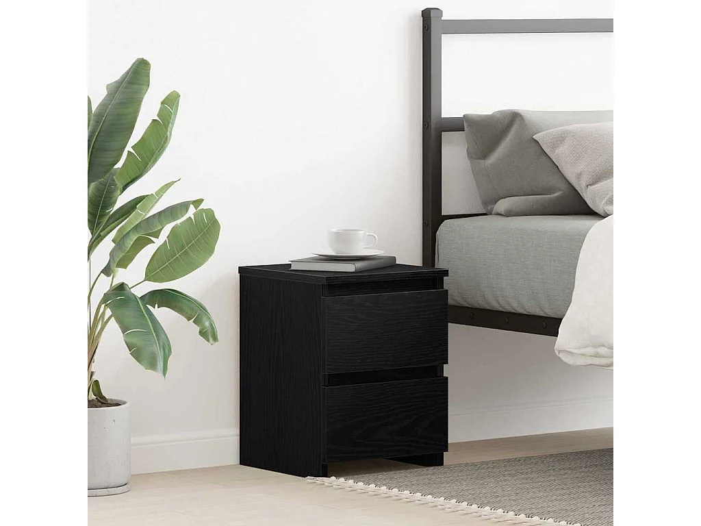 Mesita de Noche | Armario de Noche | Mesilla de noche con cajón Roble negro 30x30x40 cm