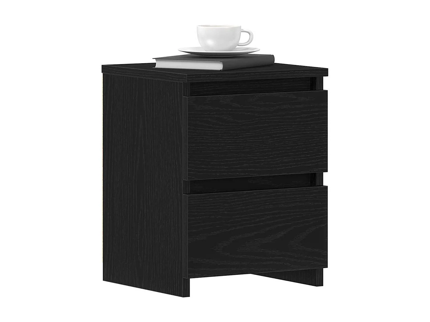 Nachtkastje | Bijzettafel Modern | Opbergkastje met lade Zwart eiken 30 x 30 x 40 cm Bewerkt hout