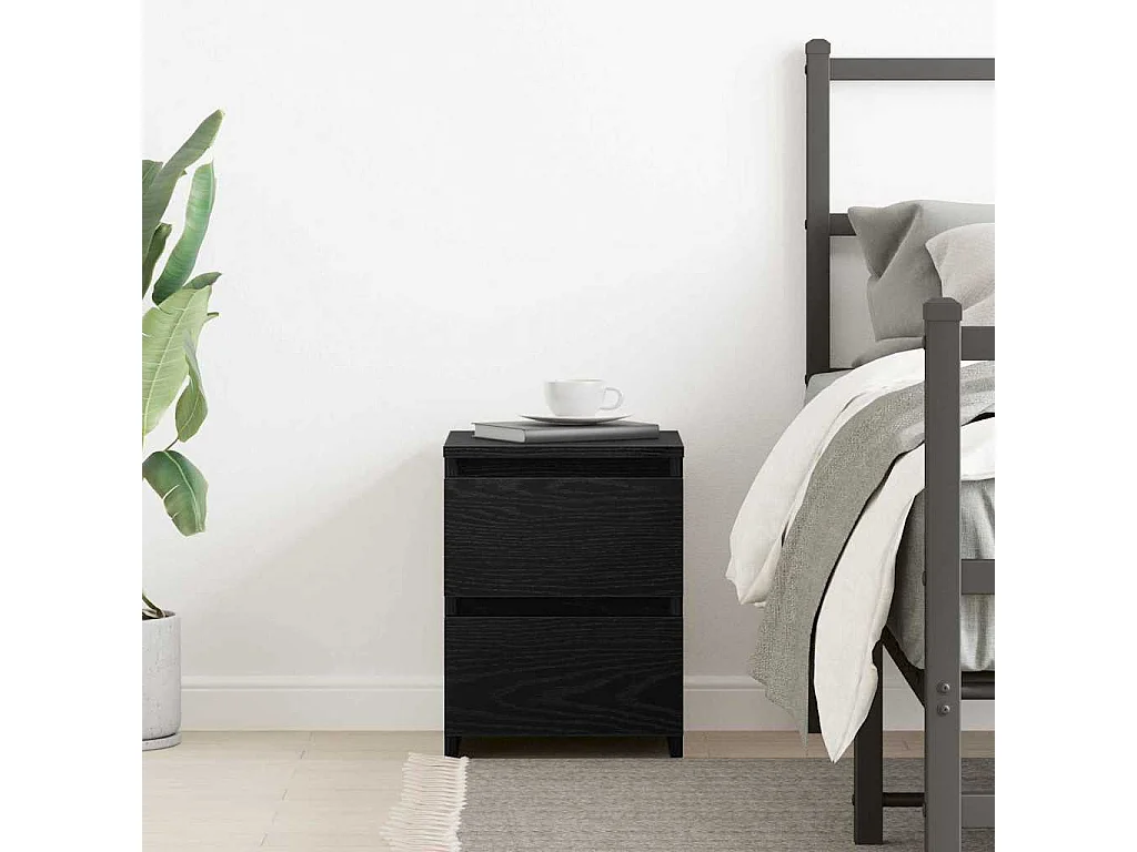Nachtkastje | Bijzettafel Modern | Opbergkastje met lade Zwart eiken 30 x 30 x 40 cm Bewerkt hout