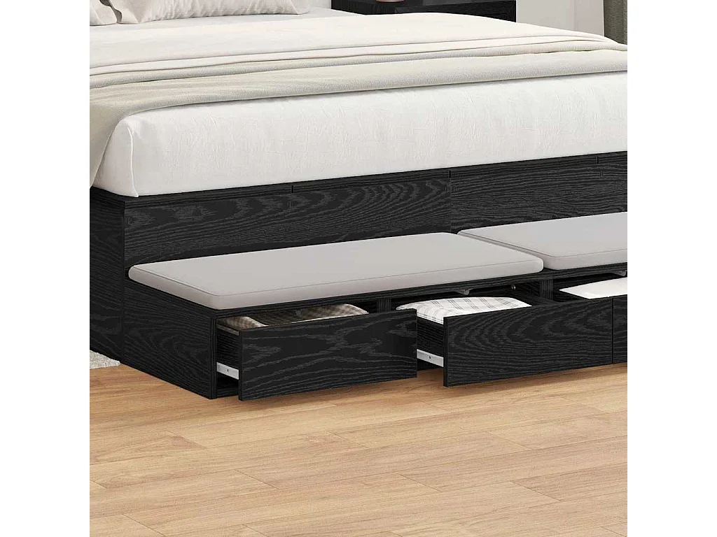 Cajones de cama con cajón Roble negro 140x36.5x16.5 cm