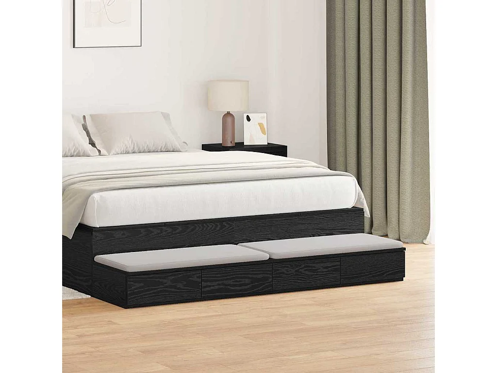 Cajones de cama con cajón Roble negro 140x36.5x16.5 cm