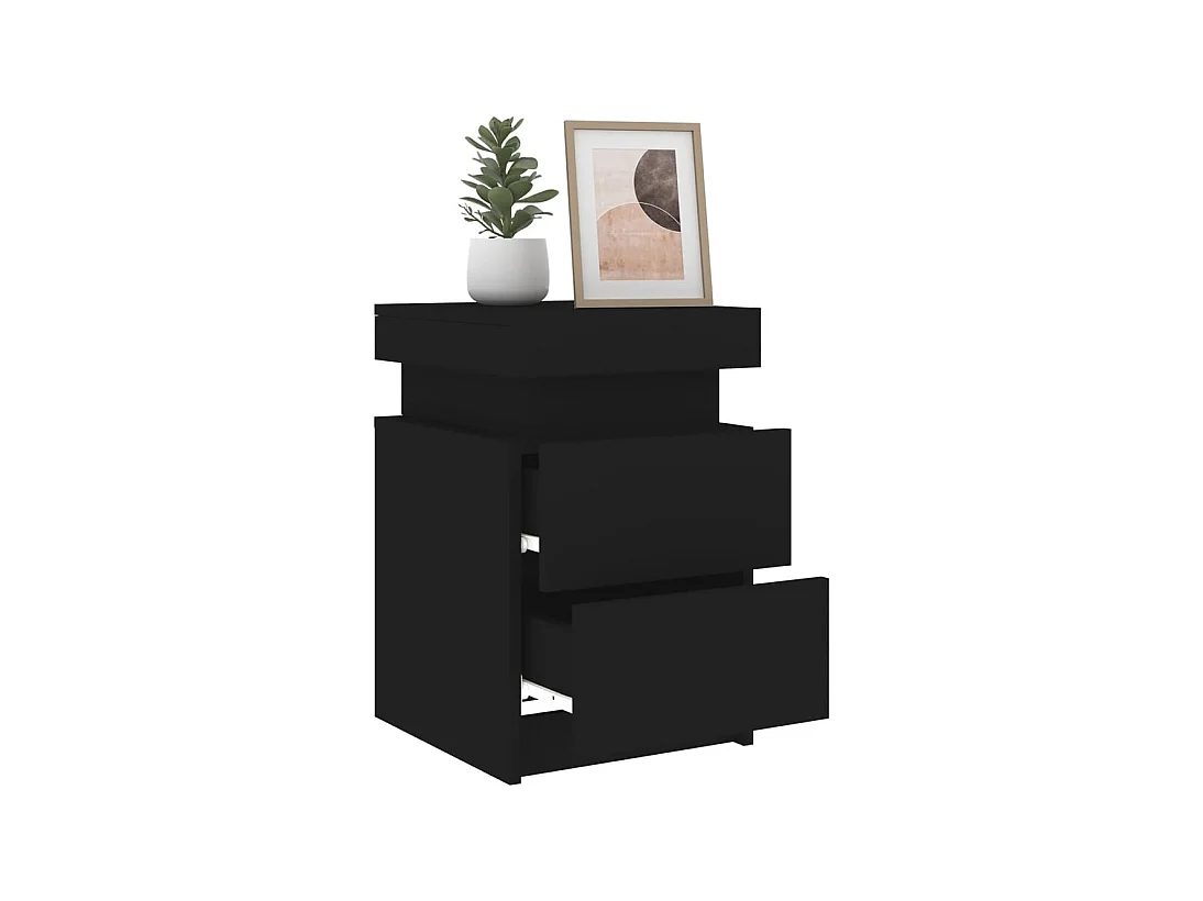 Mesitas de noche | Mesilla de noche con luces LED 2 unidades negro 35x39x55 cm