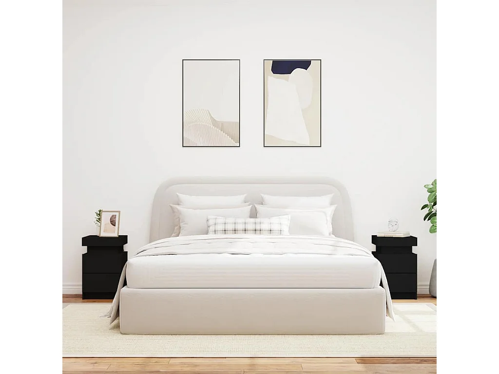 Nachttische mit LED-Leuchten 2er Set | Beistelltisch Schwarz 35x39x55 cm SHL6730