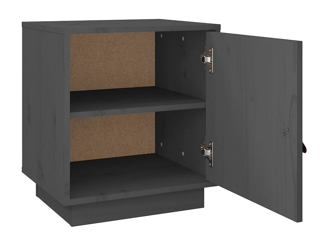 Nachttisch-Beistelltisch Grau 40x34x45 cm Massivholz Kiefer SHL44393