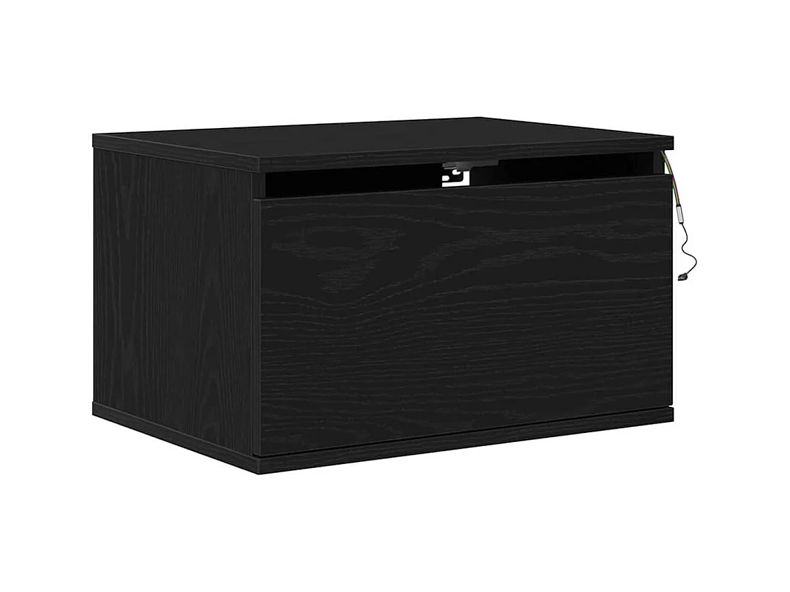 Mesita de Noche | Armario de Noche montado en la pared con cajón Roble negro