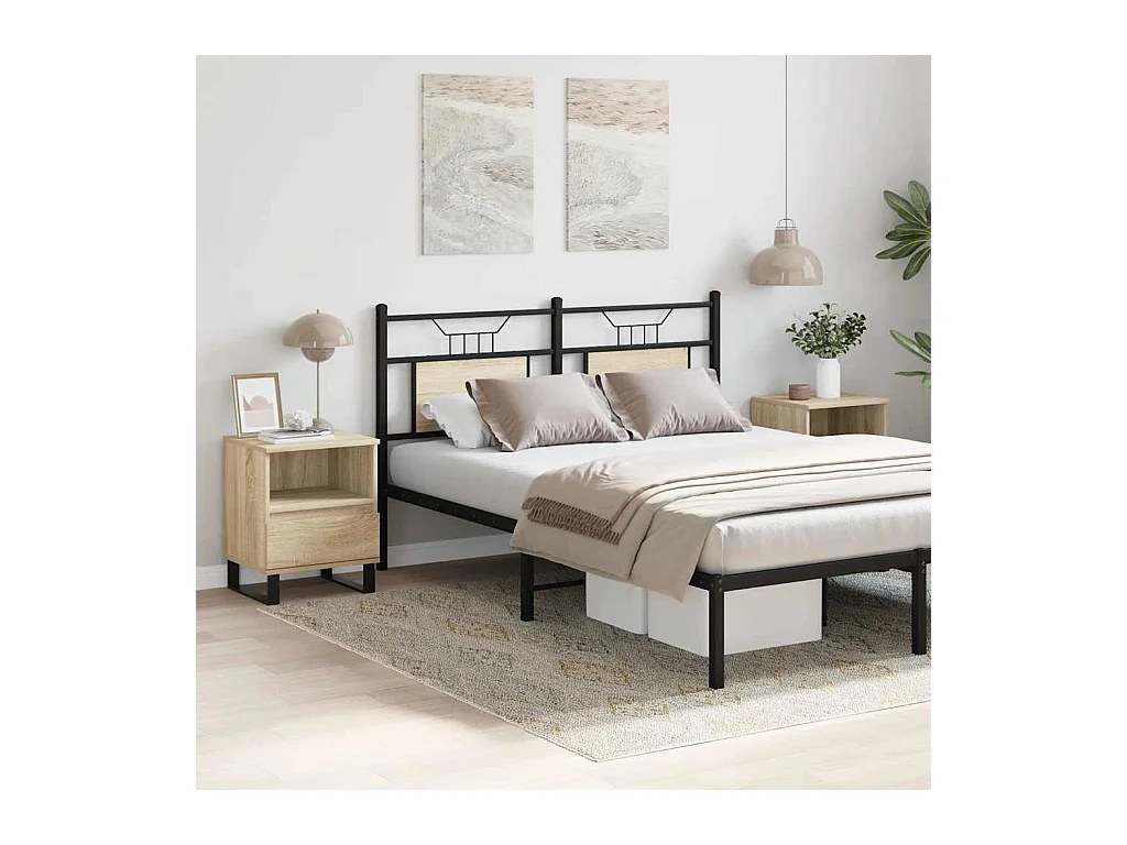 Mesitas de noche | Mesilla de noche 2 uds madera ingeniería roble Sonoma 40x35x50 cm