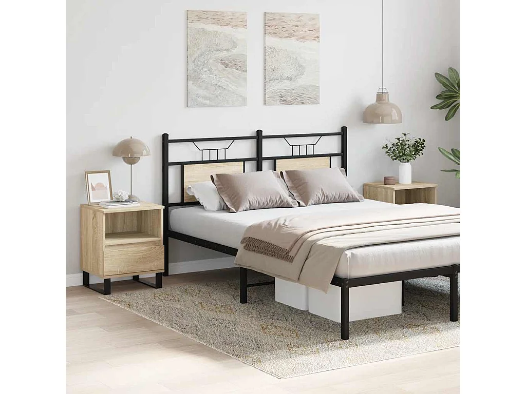 Nachttisch 2er Set-Beistelltisch-Nachttischkommode Sonoma-Eiche 40x35x50 cm Holzwerkstoff SHL13395