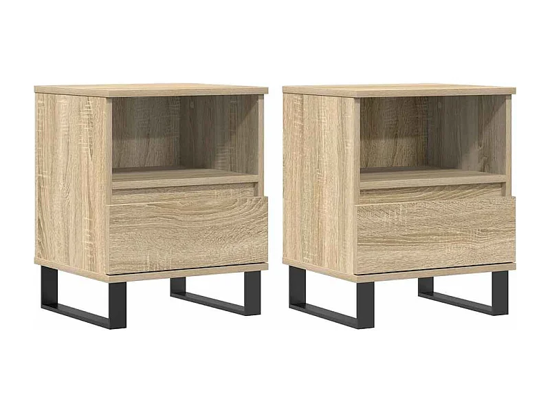 Lot de 2 Tables de chevet avec rangement chêne sonoma 40x35x50 cm bois ingénierie