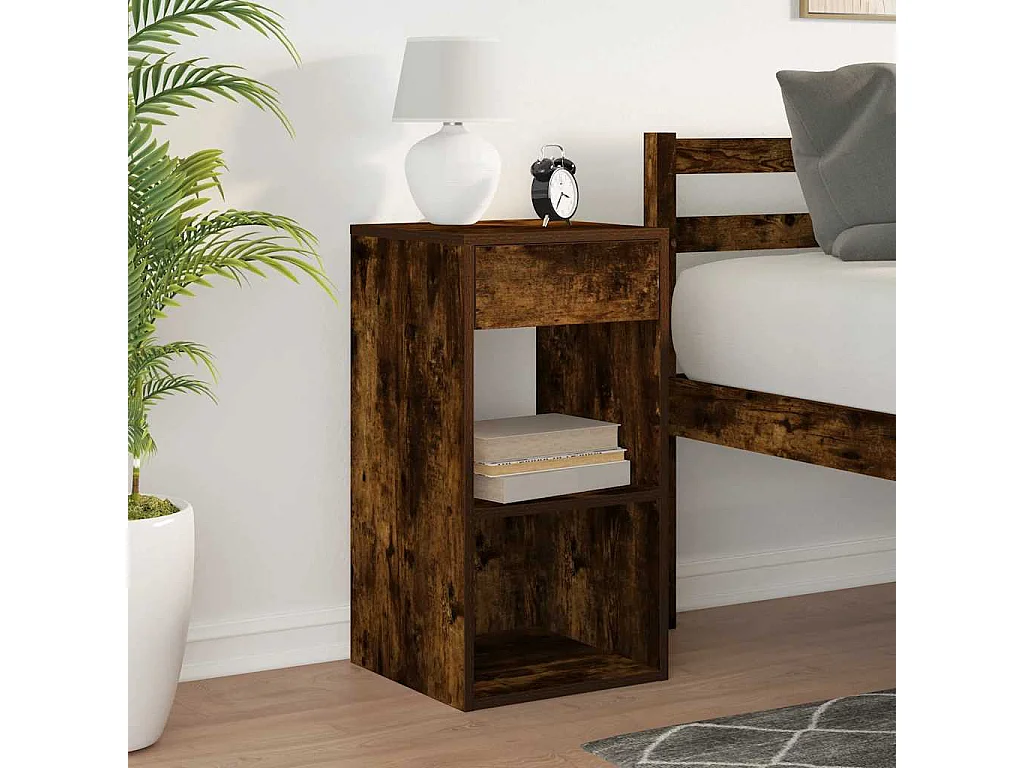 Nachttisch-Beistelltisch mit Schublade Räuchereiche 35x34x66,5 cm SHL71822