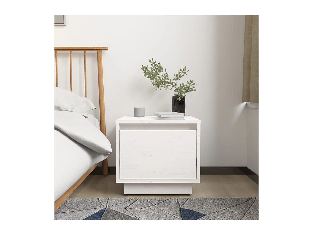 Mesitas de noche | Mesilla de noche 2 uds madera maciza de pino blanco 35x34x32 cm