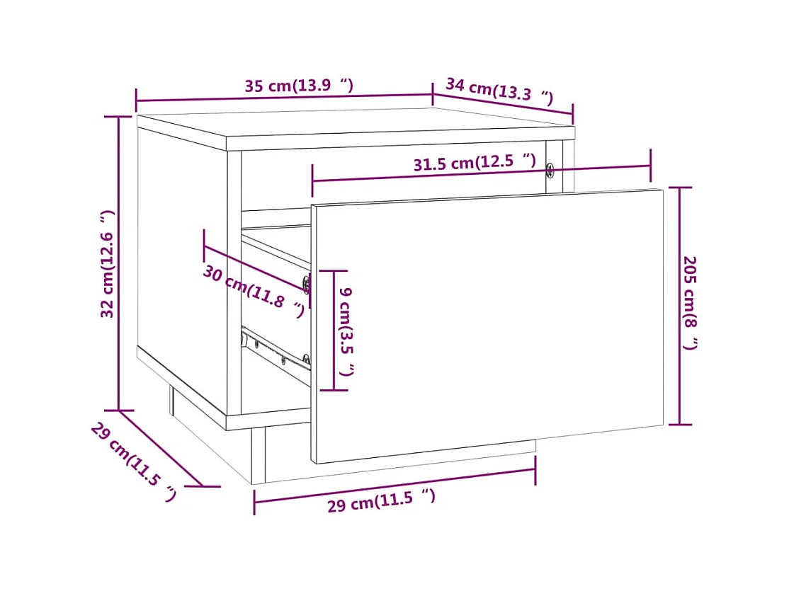 Mesitas de noche | Mesilla de noche 2 uds madera maciza de pino blanco 35x34x32 cm