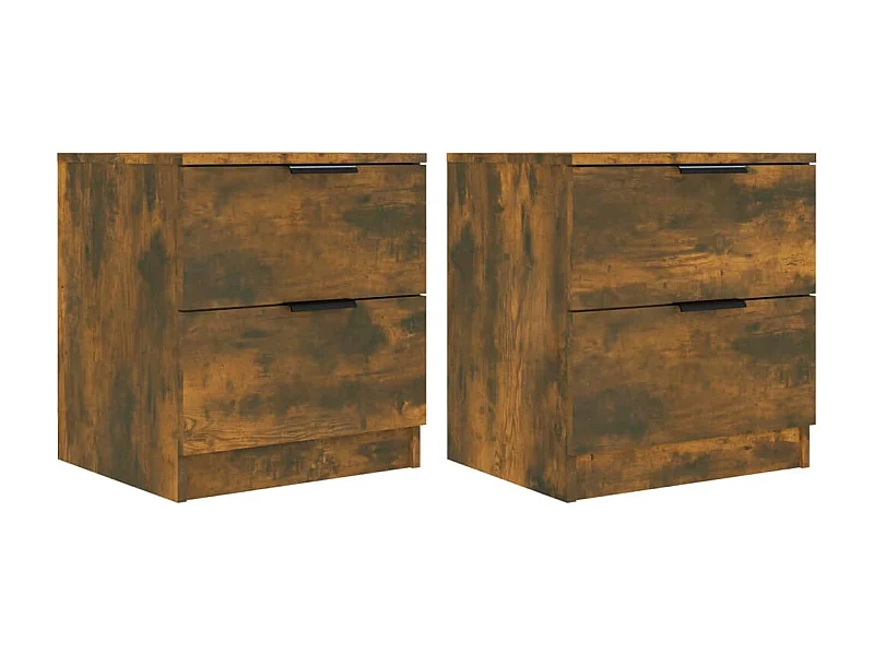 Mesitas de noche | Mesilla de noche 2 uds madera contrachapada color roble ahumado