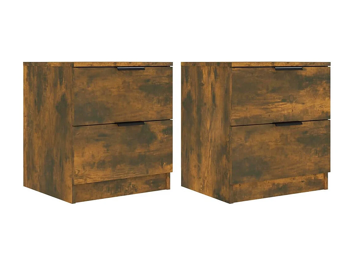 Mesitas de noche | Mesilla de noche 2 uds madera contrachapada color roble ahumado