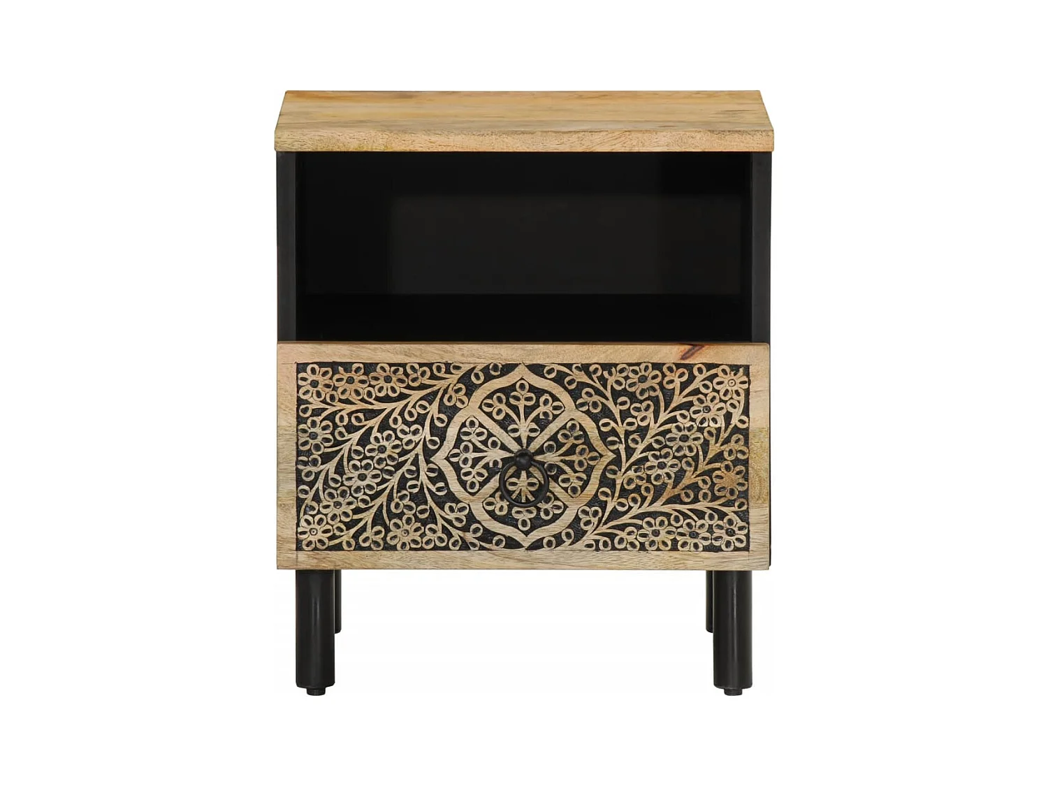 Mesita de noche | Mesilla de noche de madera maciza de mango 40x33x46 cm