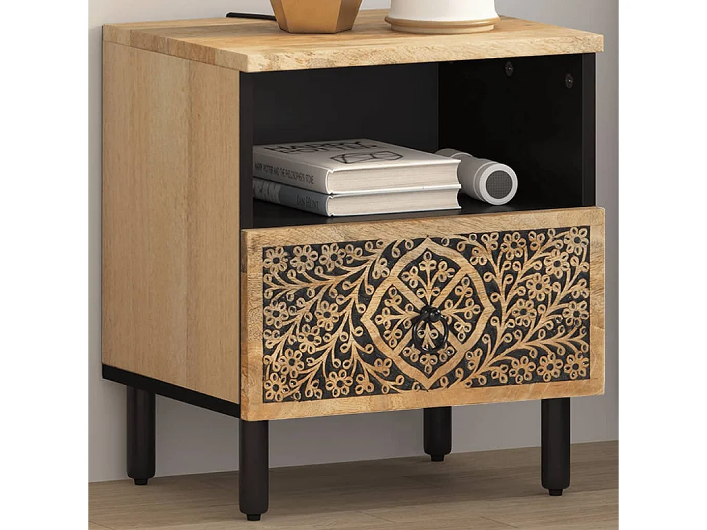 Nachttisch-Beistelltisch 40x33x46 cm Massivholz Mango SHL19618