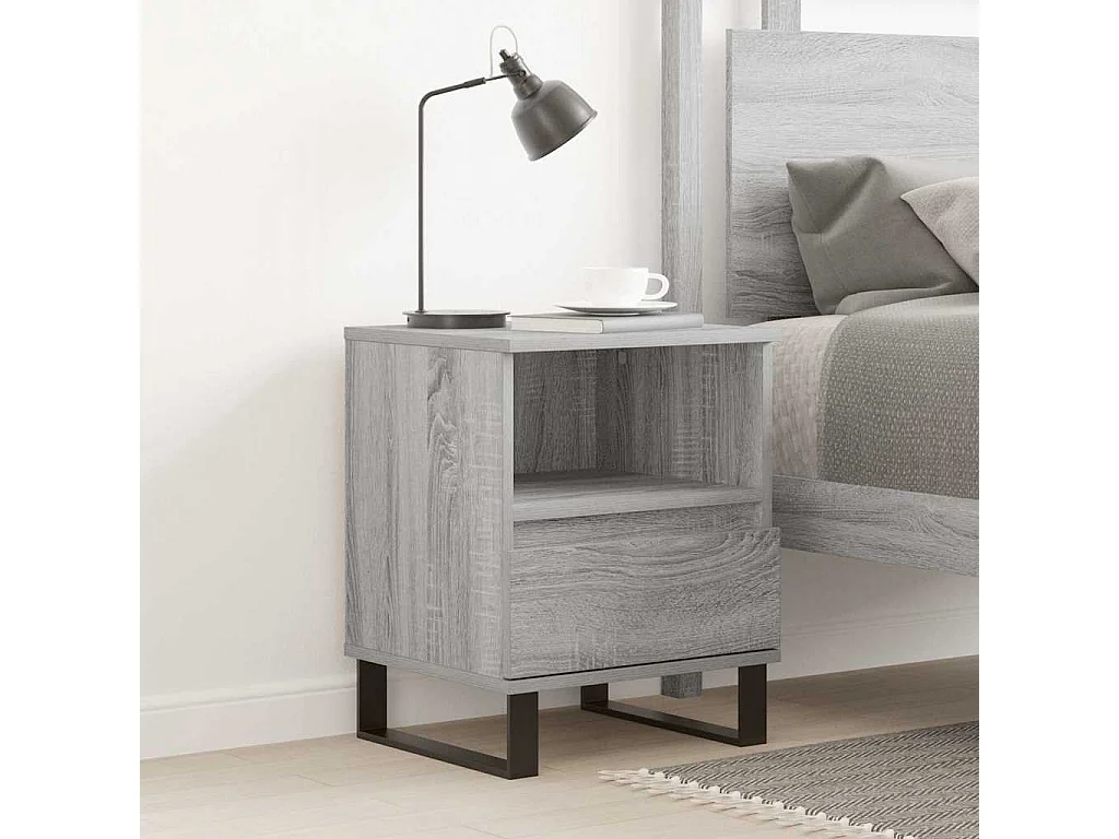 Mesita de noche | Mesilla de noche madera de ingeniería gris Sonoma 40x35x50 cm