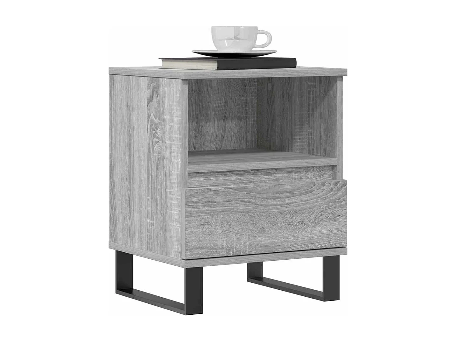 Mesita de noche | Mesilla de noche madera de ingeniería gris Sonoma 40x35x50 cm