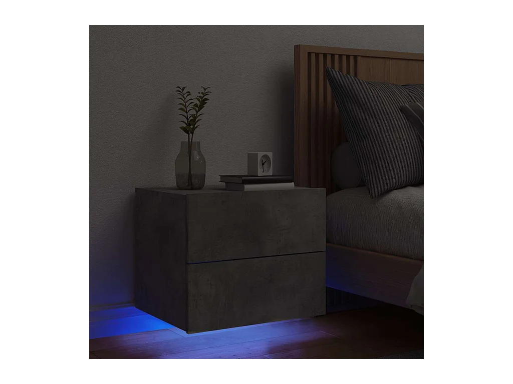Mesita de noche | Mesilla de noche de pared con luces LED gris hormigón