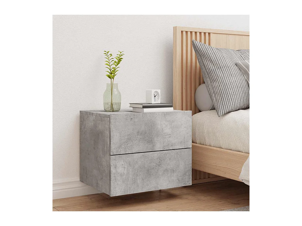Mesita de noche | Mesilla de noche de pared con luces LED gris hormigón