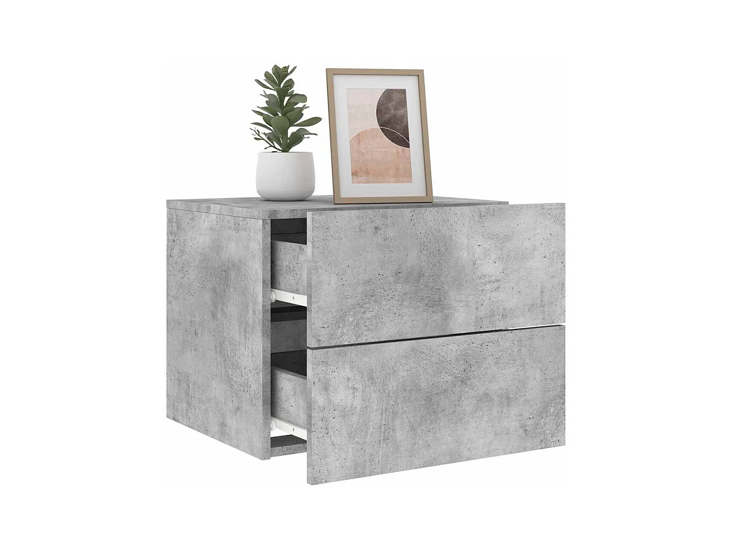 Mesita de noche | Mesilla de noche de pared con luces LED gris hormigón