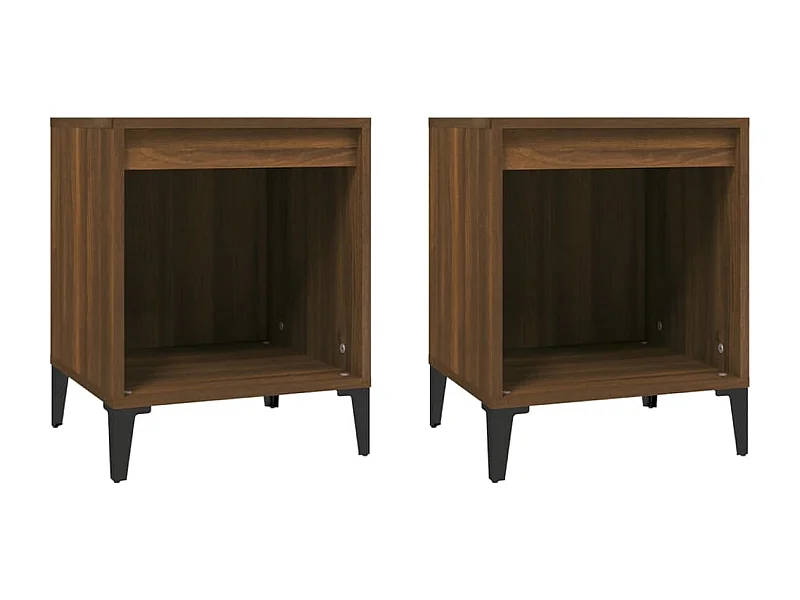 Tables de chevet lot de 2 avec compartiments ouverts Chêne marron 40x35x50 cm