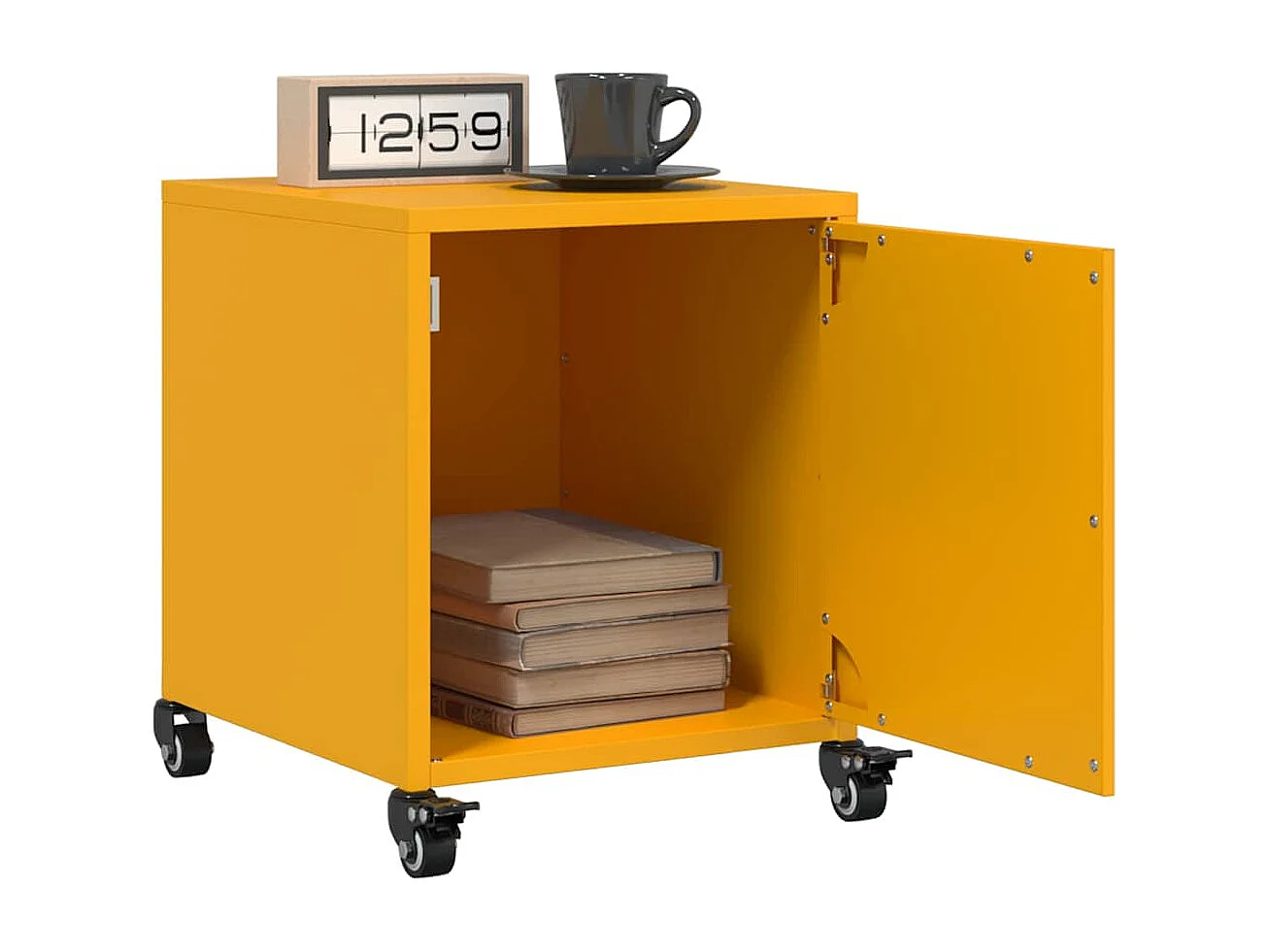 Nachttisch 2er Set-Beistelltisch-Nachttischkommode Senfgelb 36x39x43,5 cm Stahl SHL99720