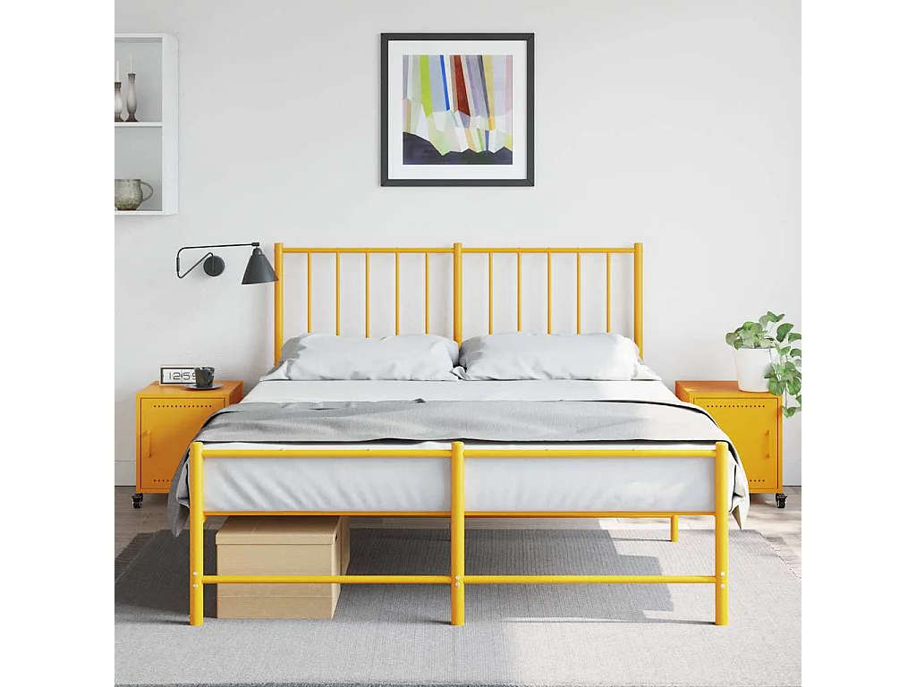 Nachttisch 2er Set-Beistelltisch-Nachttischkommode Senfgelb 36x39x43,5 cm Stahl SHL99720