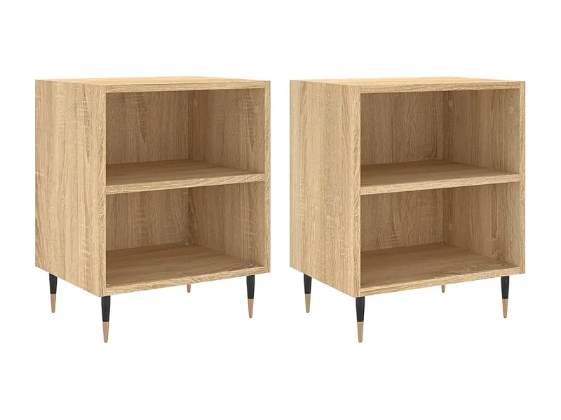 Mesitas de noche | Mesilla de noche 2 uds madera ingeniería roble Sonoma 40x30x50 cm