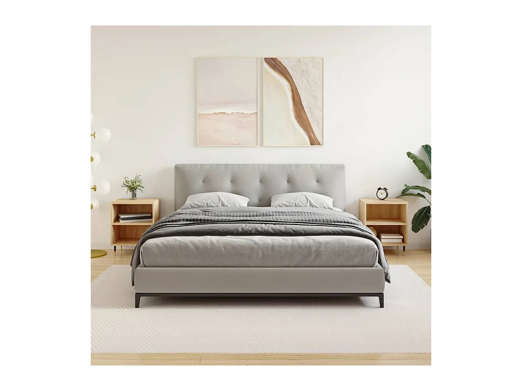 Mesitas de noche | Mesilla de noche 2 uds madera ingeniería roble Sonoma 40x30x50 cm