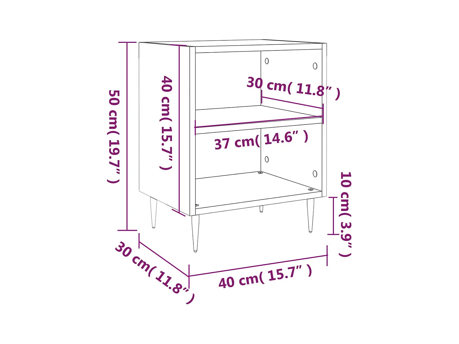 Mesitas de noche | Mesilla de noche 2 uds madera ingeniería roble Sonoma 40x30x50 cm