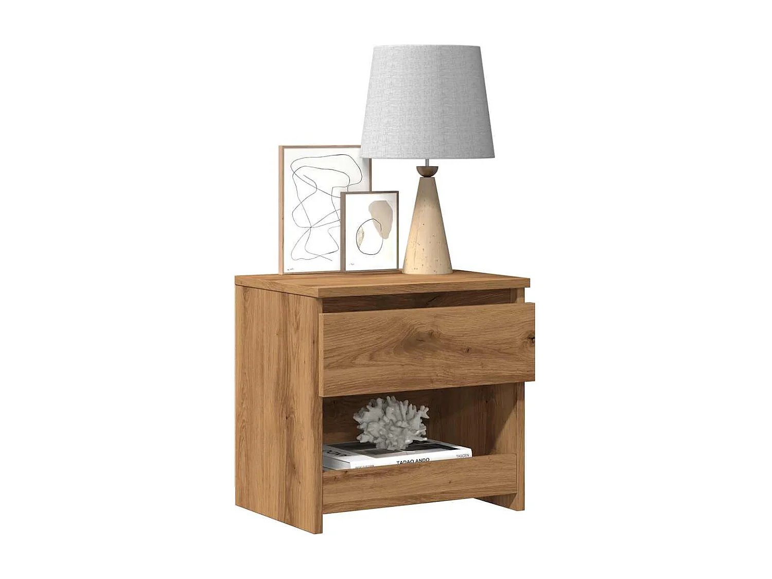 Table de chevet-Table d'appoint chêne artisanal 40x30x39 cm bois d'ingénierie