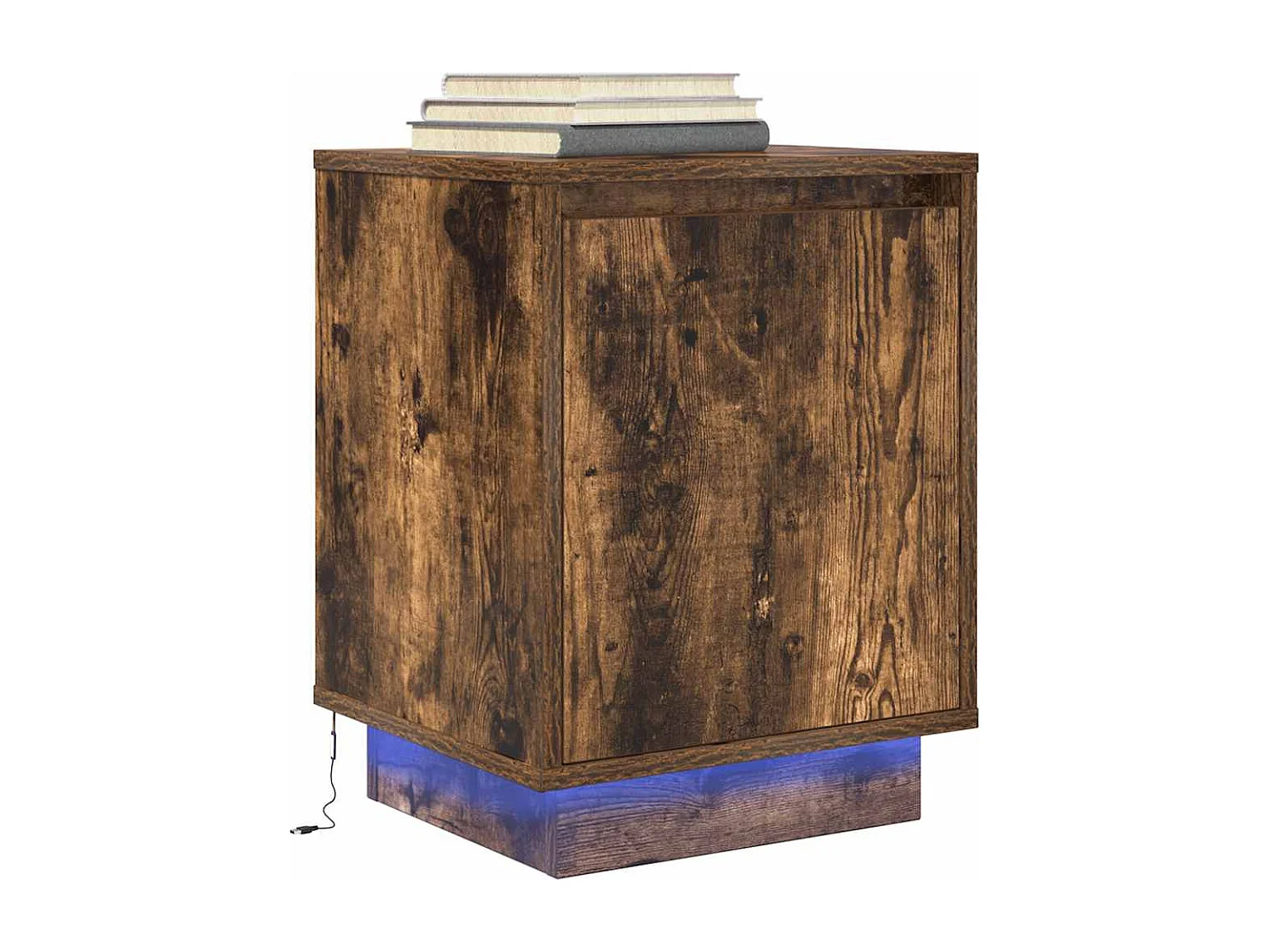 Mesillas de noche | Mesita de noche con luces LED 2 uds roble ahumado 38x34x50 cm