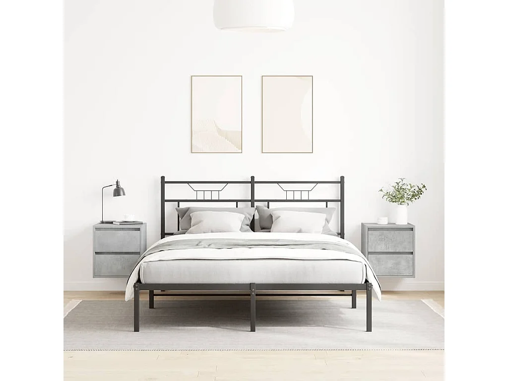 Mesillas de noche | Mesita de noche de pared 2 uds gris hormigón 38x34x40 cm