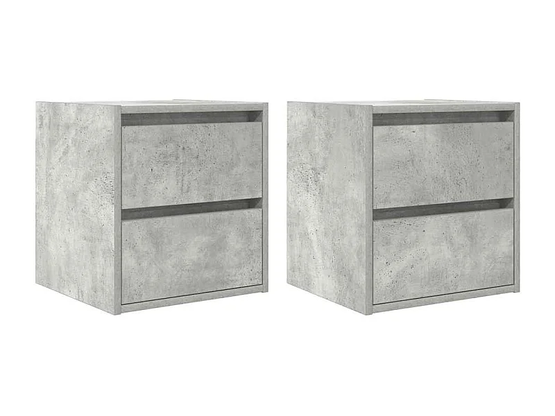 Mesillas de noche | Mesita de noche de pared 2 uds gris hormigón 38x34x40 cm