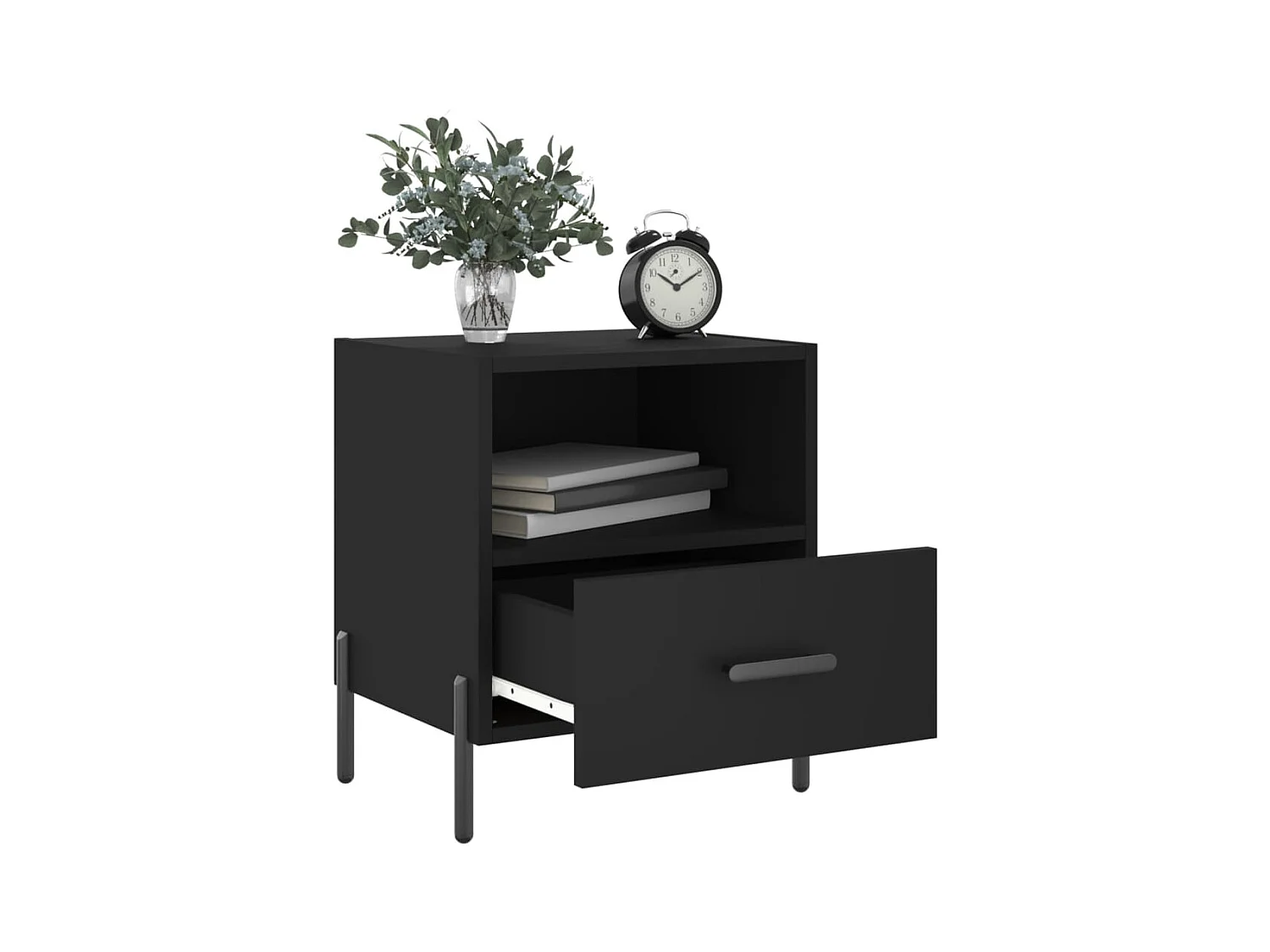 Mesitas de noche | Mesilla de noche 2 uds madera ingeniería negro 40x35x47,5 cm