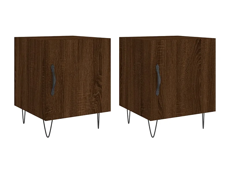 Lot de 2 Tables de chevet Étroite avec rangement chêne marron 40x40x50cm bois d'ingénierie