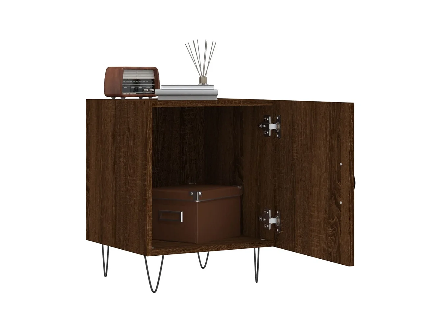 Mesa de Cabeceira Moderna 2 peças 40x40x50cm deriv. madeira carvalho castanho