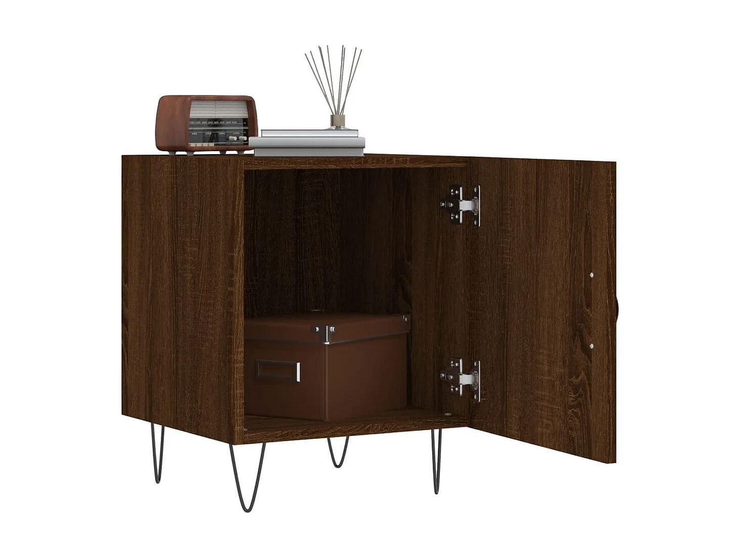 Nachttisch 2er Set-Beistelltisch-Nachttischkommode Braun Eichen-Optik 40x40x50 cm Holzwerkstoff SHL87702