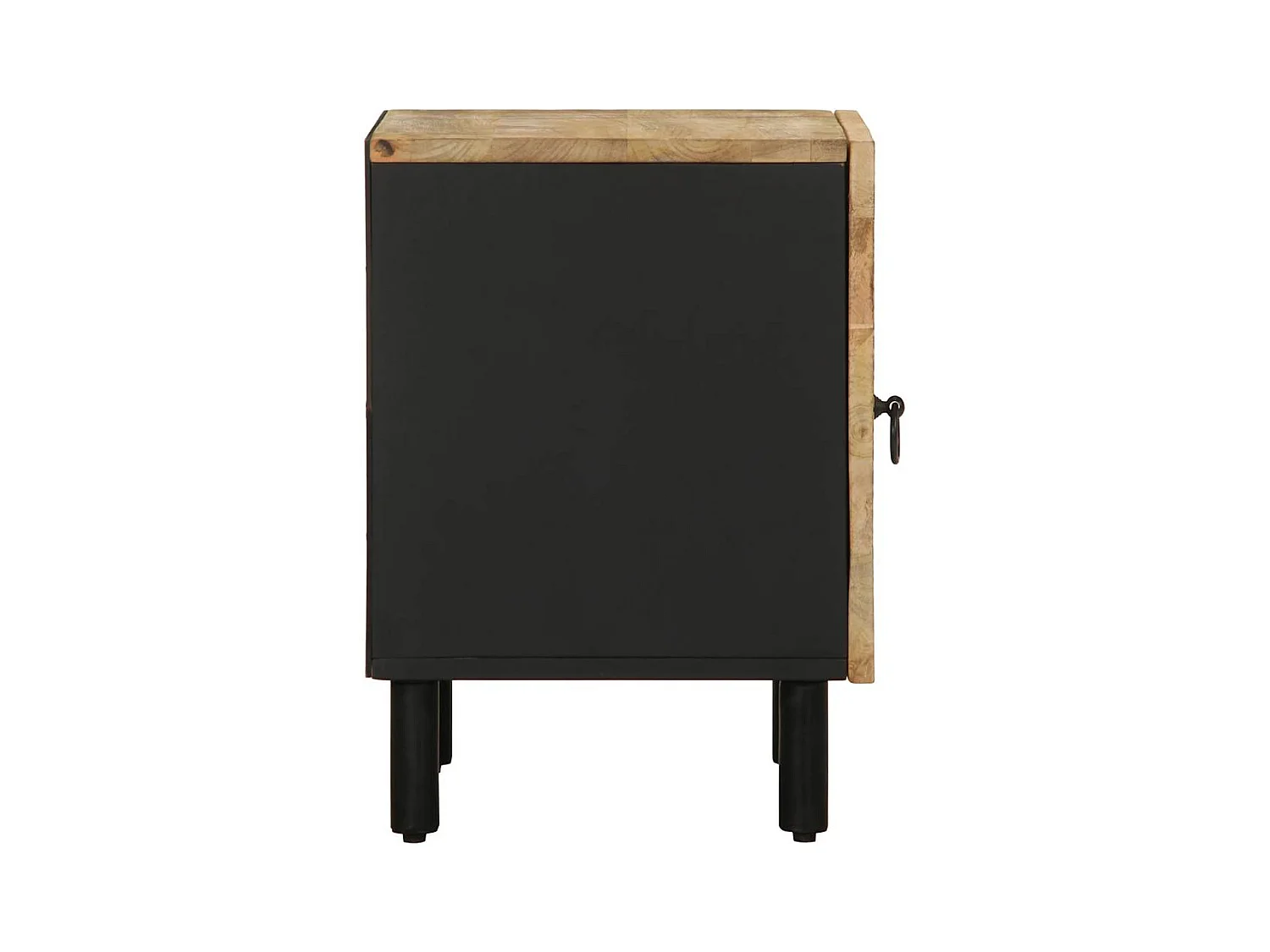 Mesita de noche | Mesilla de noche madera maciza mango rugosa negro 40x33,5x46 cm