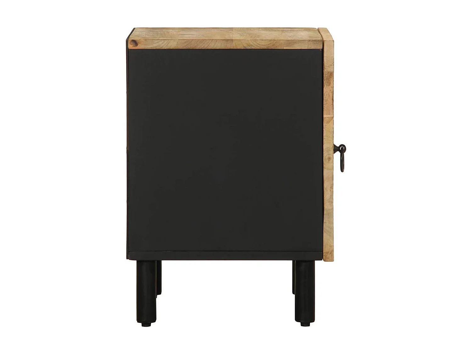 Nachttisch-Beistelltisch Schwarz 40x33,5x46 cm Raues Mangoholz SHL76319