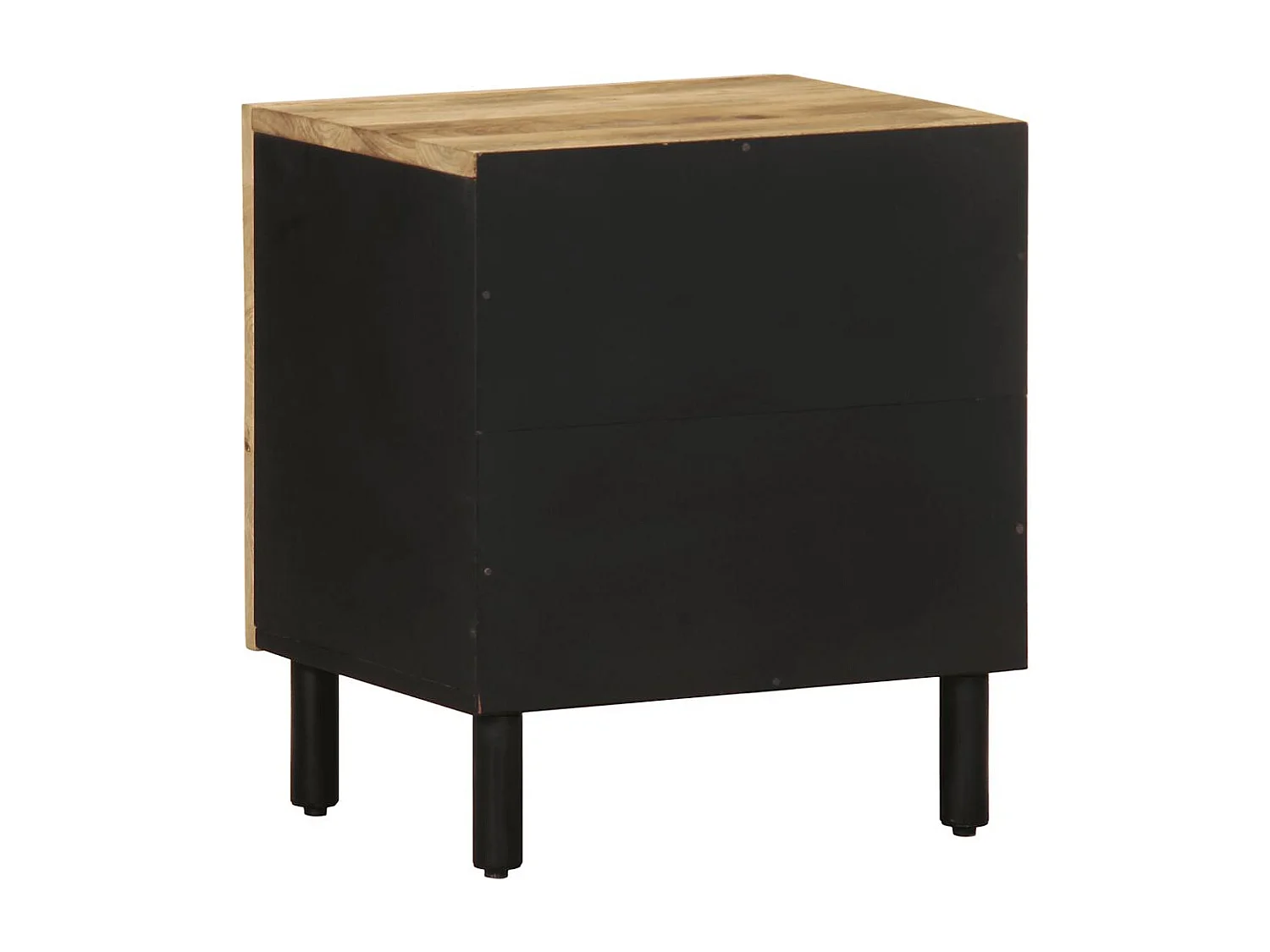 Nachttisch-Beistelltisch Schwarz 40x33,5x46 cm Raues Mangoholz SHL76319