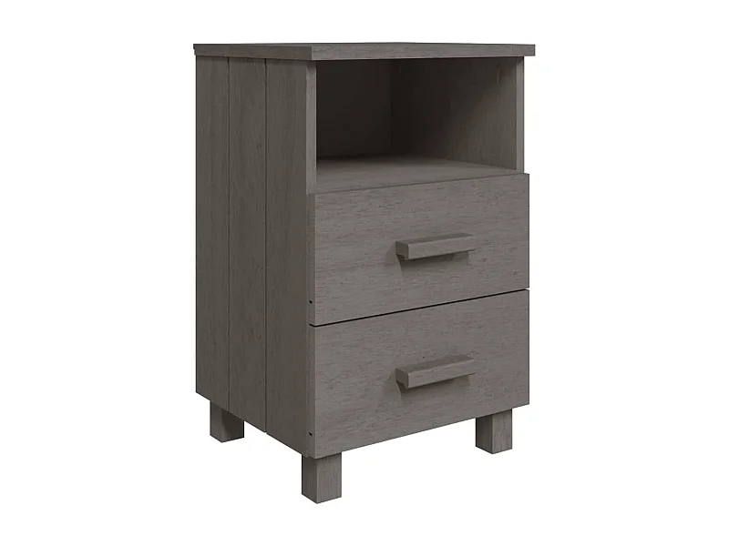 Table de chevet-Table d'appoint HAMAR Gris clair 40x35x62 cm Bois de pin massif