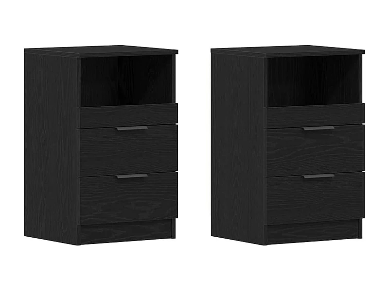 Mesita de Noche | Armario de Noche 2 uds con cajón Roble negro 40x35x65 cm
