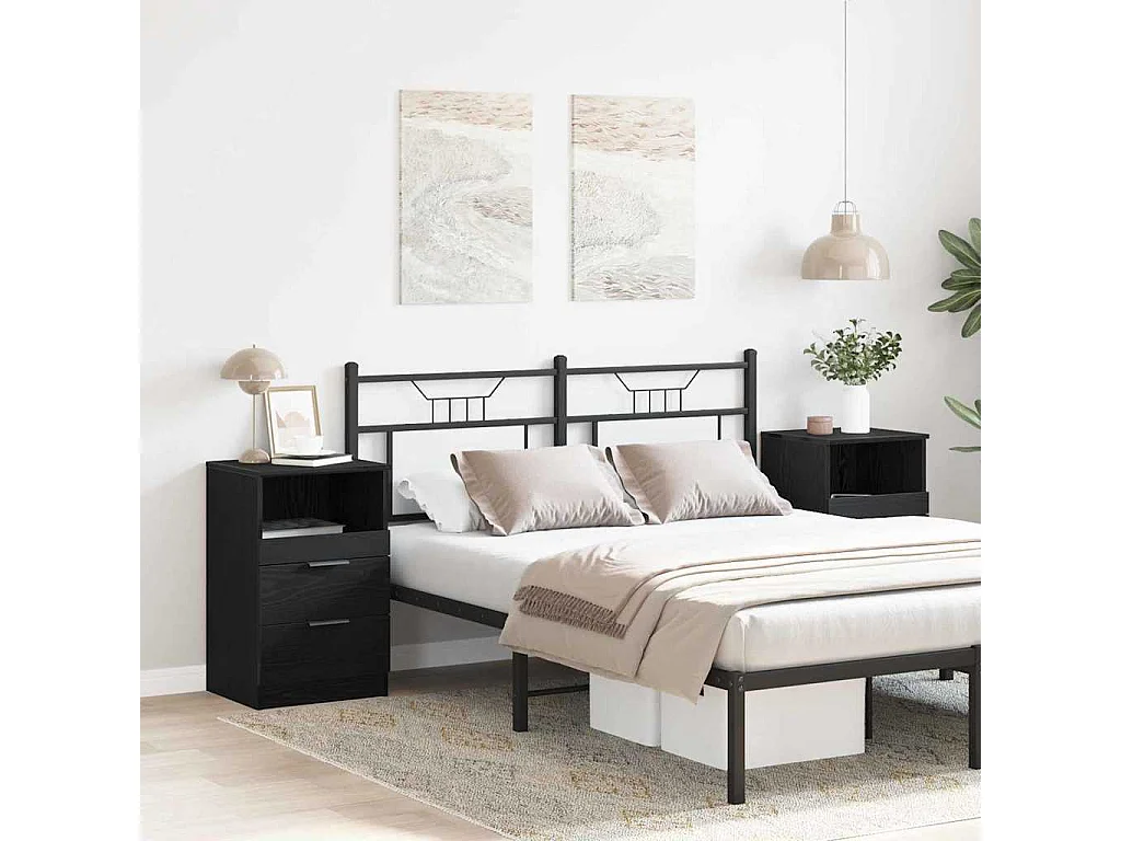 Nachttisch 2er Set-Beistelltisch Schwarze Eiche 40 x 35 x 65 cm Holzwerkstoff SHL79885