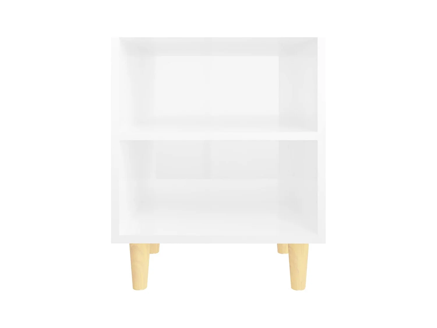 Mesitas de noche | Mesilla de noche patas madera 2 uds blanco brillo 40x30x50 cm