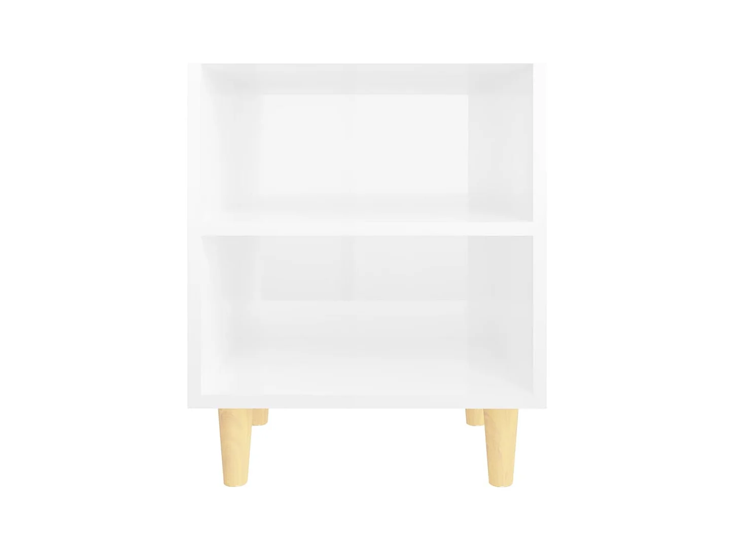 Mesitas de noche | Mesilla de noche patas madera 2 uds blanco brillo 40x30x50 cm