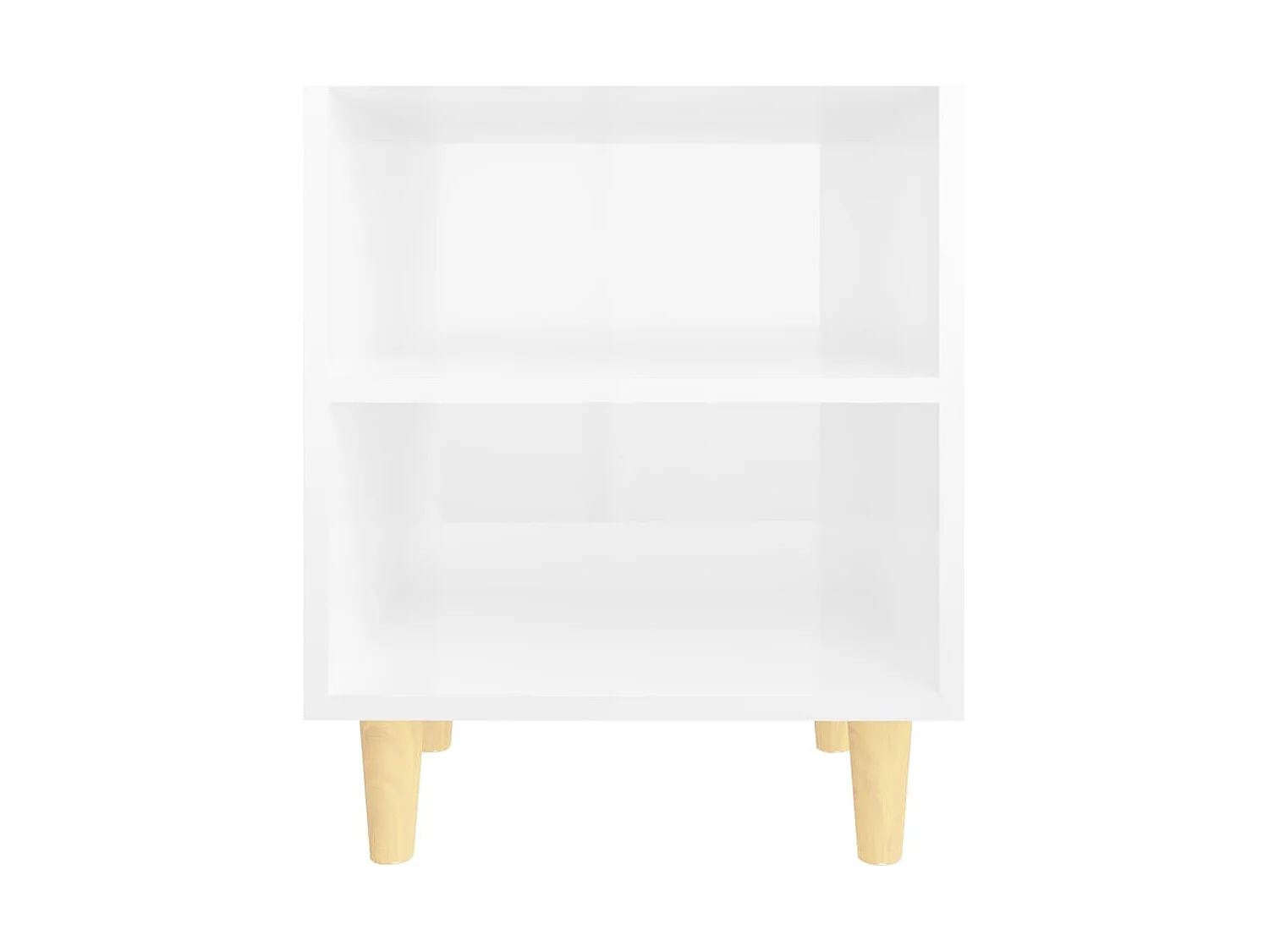 Nachttische-Beistelltisch-Nachttischkommode Massivholz-Beinen 2 Stk. Hochglanz-Weiß 40x30x50cm SHL10807