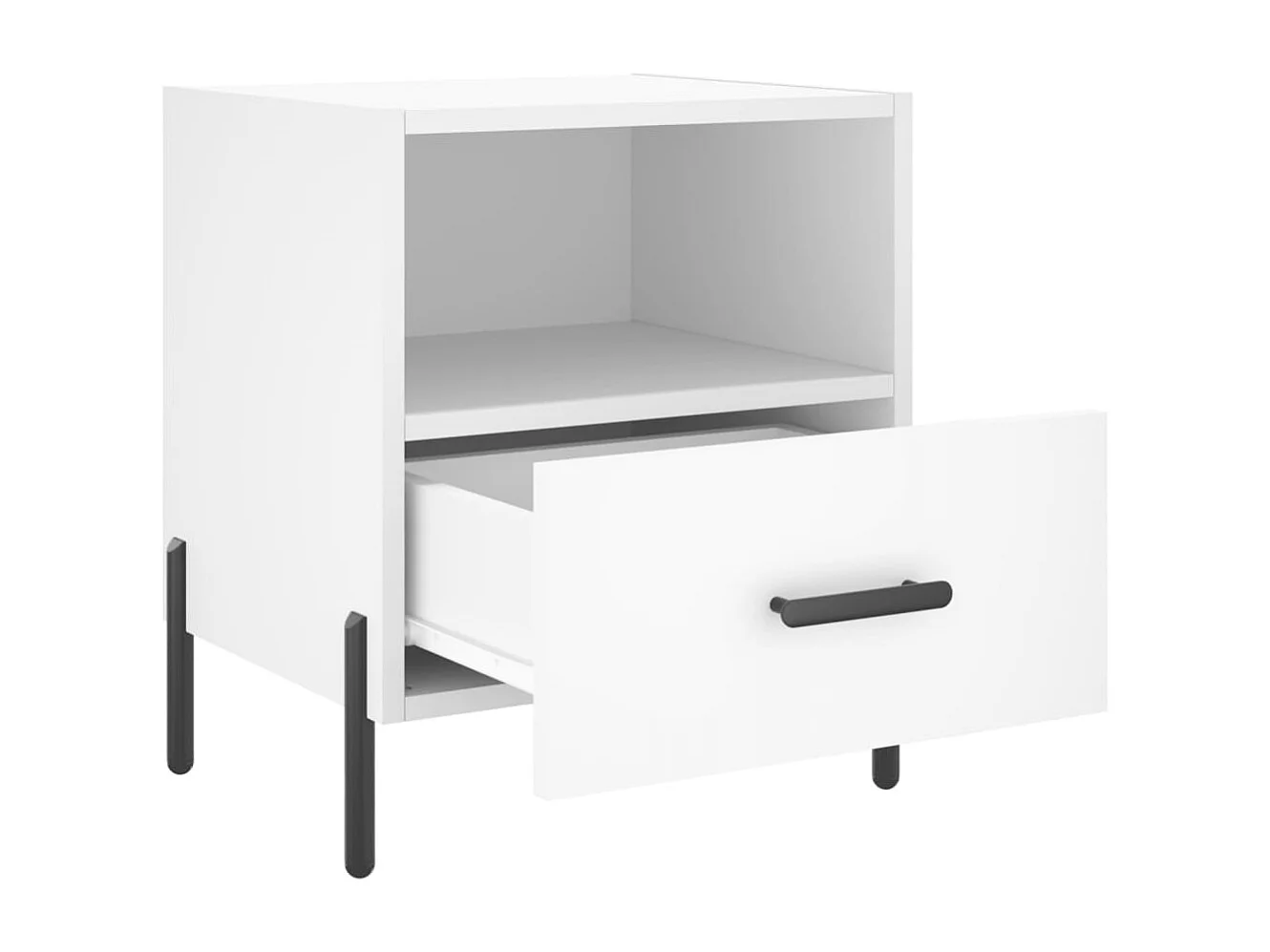 Nachttisch 2er Set-Beistelltisch-Nachttischkommode Weiß 40x35x47,5 cm Holzwerkstoff SHL46333