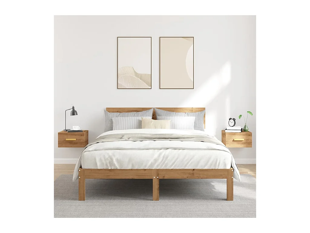 Tables de chevet murales 2 pcs chêne artisanal 35x35x20 cm