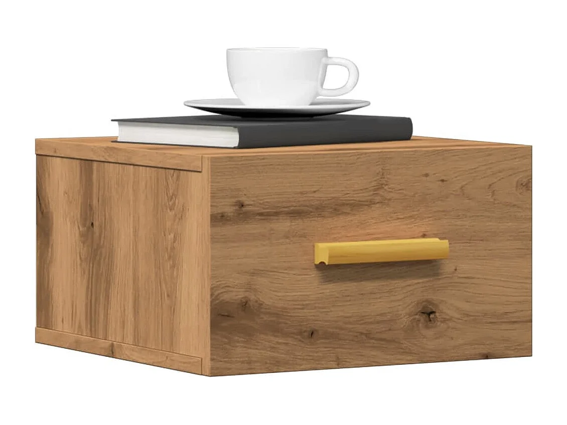 Nachttisch hängend 2er Set | Wand-Nachttische Artisan-Eiche 35x35x20 cm SHL16590
